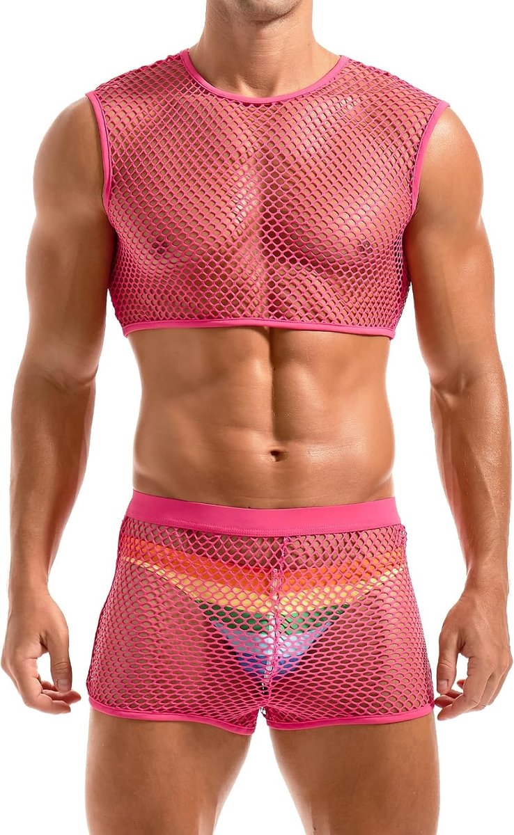 Coulee Heren Visnet Shirt Mesh Spier Onderhemden