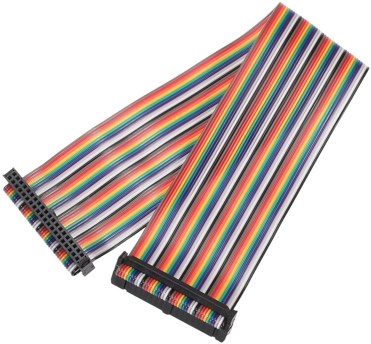 Lintkabel IDC Rainbow Wire stap 2,54 mm 40-pins verbindingslijst FC dubbele stekker vrouwelijk zwart voor doe-het-zelf experimenten lengte 1 ft 1 stuk