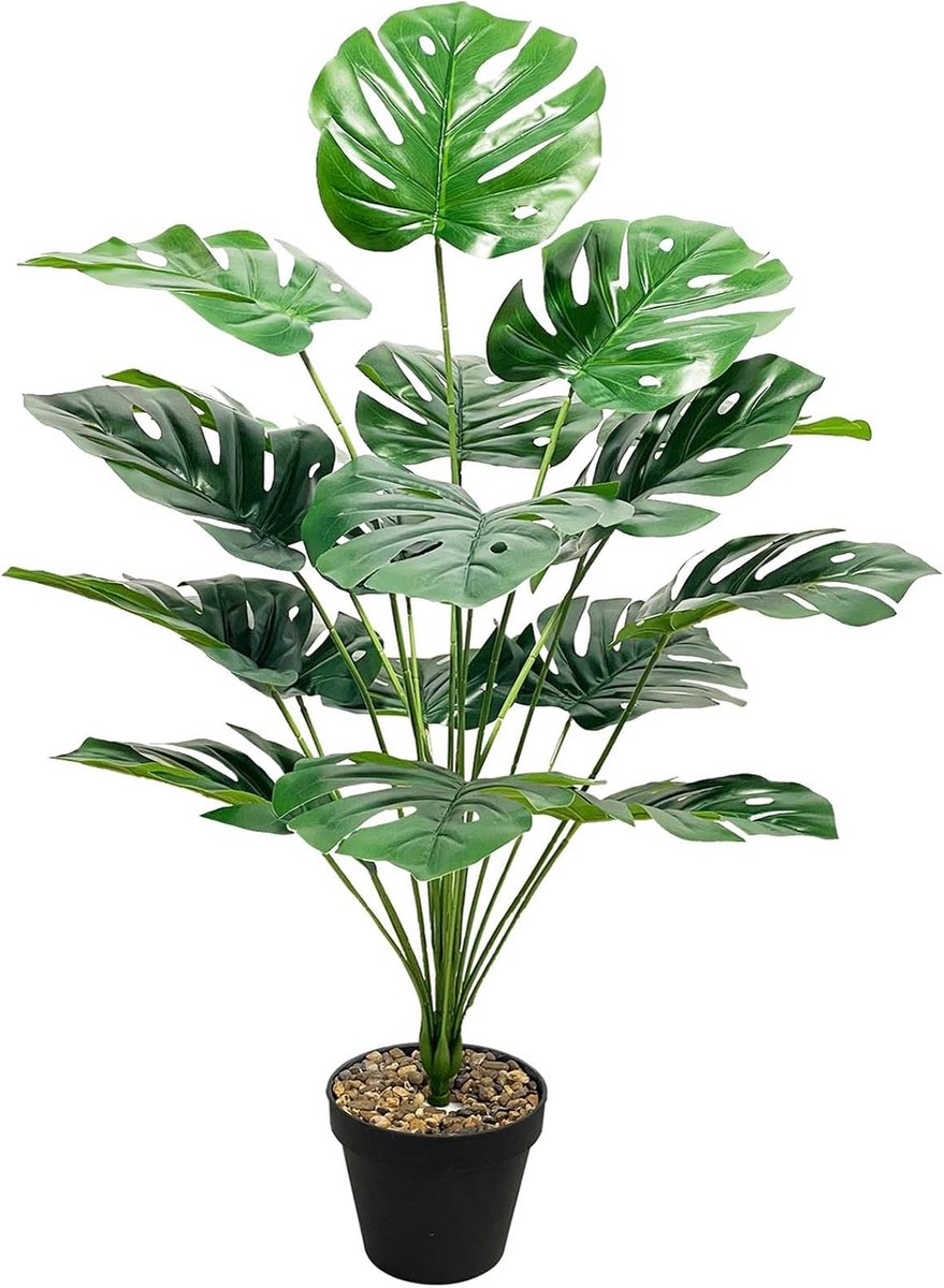 Kunstplant in pot, grote kunstpalm, kunststof kunstplanten lijkt op een echte kunstpalm, decoratie voor woonkamer, balkon, slaapkamer, kantoor, tuin, bruiloft, kamerdecoratie (75 cm, groen,