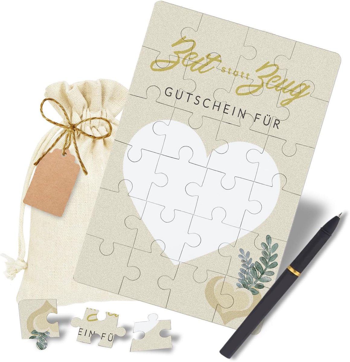 Tijd in plaats van spulletjes, verjaardagskaart, cadeaubonnen om zelf in te vullen, cadeaubonnen, verpakking, gepersonaliseerd cadeau-idee met katoenen zakje, stift, cadeauhanger