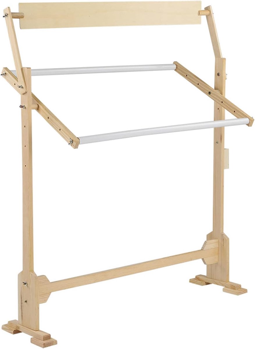 Lyrlody Grote borduurstandaard met verstelbaar houten frame voor kruissteek, draaibare borduurstandaard met frame voor kruissteek, borduurstandaard