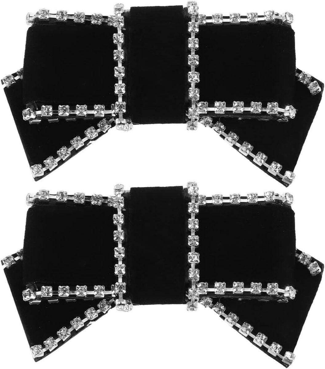 1 paar strass strikken schoenclips zwart afneembare decoratieve schoenbedels voor dames meisjes geschikt voor hoge hakken sandalen bruiloft en feest