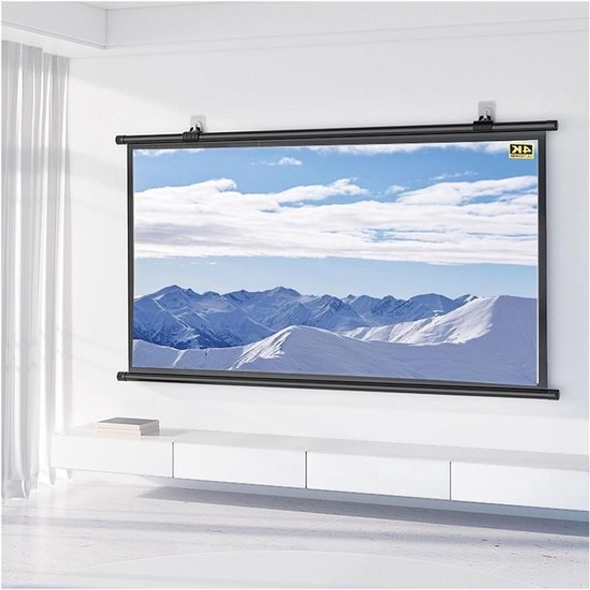Projectiescherm - Filmscherm Oprolbaar - Thuisbioscoop Creëren - Kreukvrij Glasvezel - 72 inch / 153 cm - Wit
