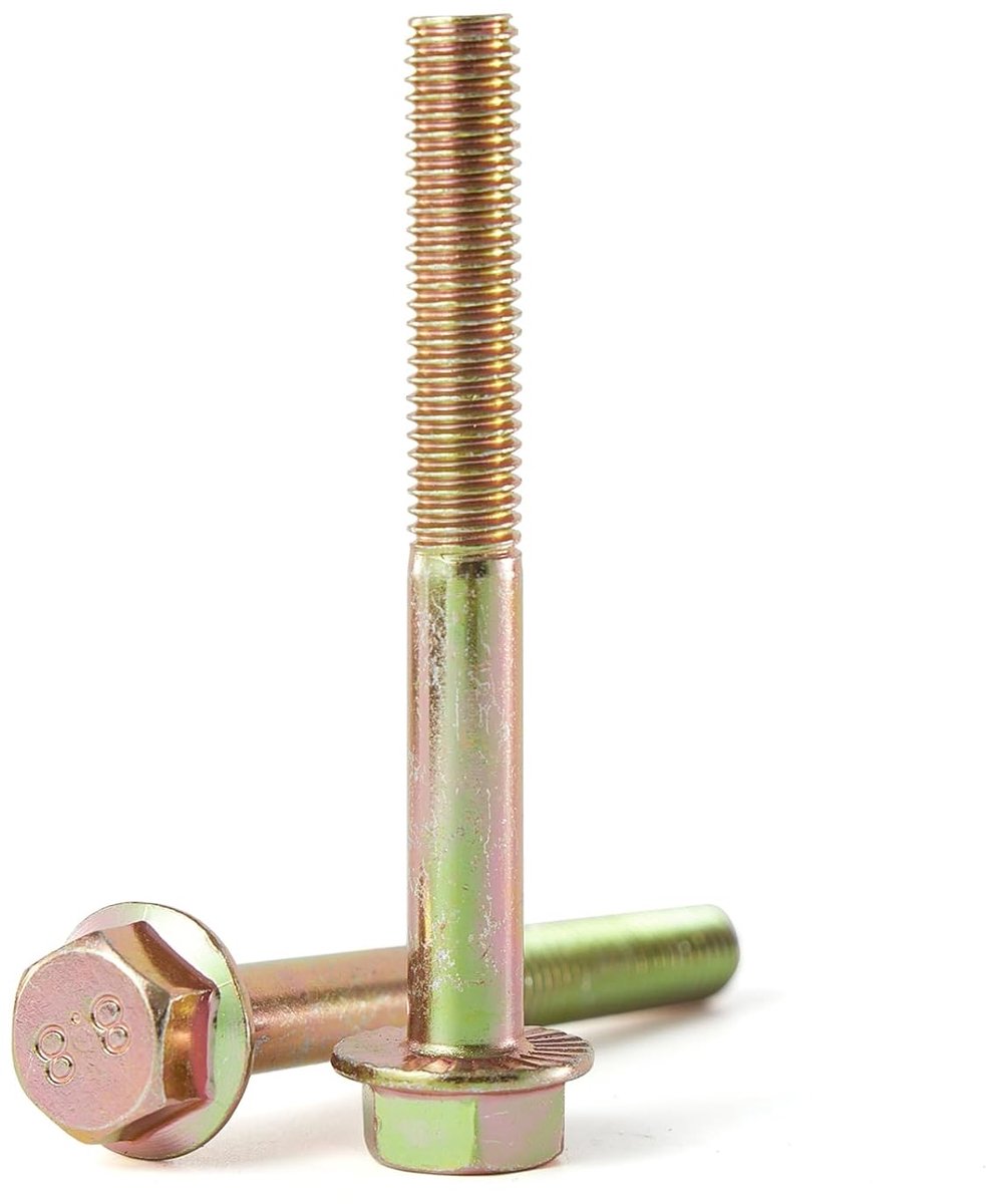 x 70 mm, 8 stuks, Flanschsechskantschrauben, Klasse 8,8, Geel Verzinkt, Zeskantschroeven met buitensechskant, metrisch gedeeltelijk schroefdraad