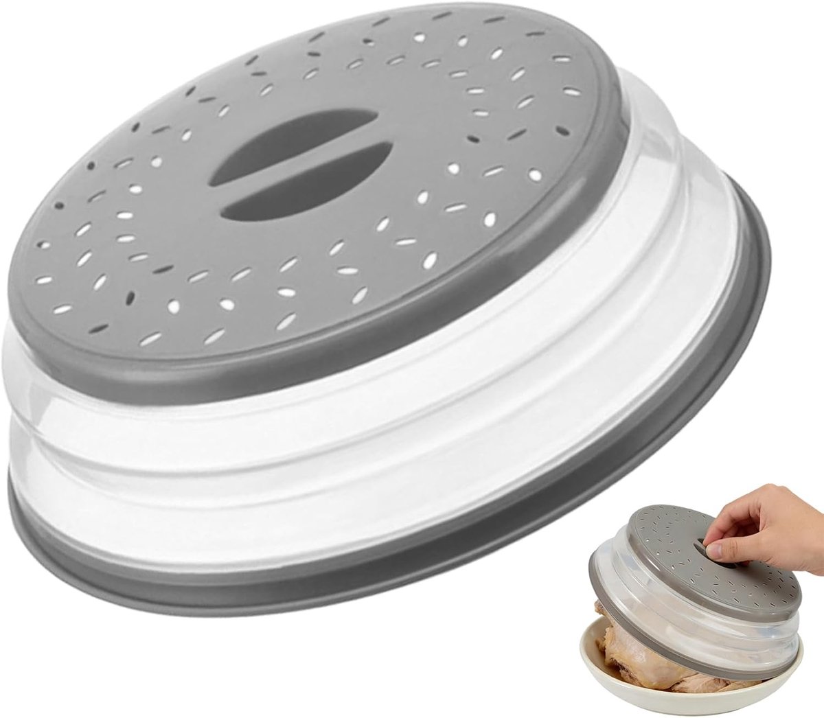 Magnetronafdekking, magnetronafdekking, magnetronafdekking, multifunctionele afdekking voor magnetron, voor fruit, groenten en magnetron, inklapbaar, BPA-vrij, vaatwasmachinebestendig