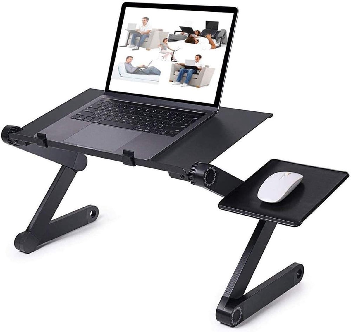 Inklapbaar bedtafel, inklapbare en geventileerde laptopstandaard, ergonomische tablet, 360 graden verstelbaar, voor laptop boek (zwart)