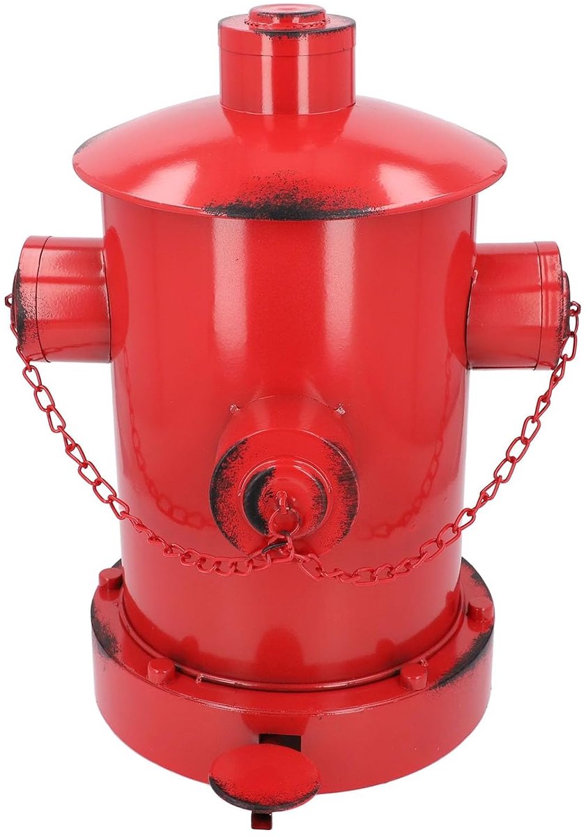 Brandwerende afvalemmer van rood ijzer, pedaalemmer, industriële vintage stijl, decoratie voor binnen en buiten op de vloer of tafel