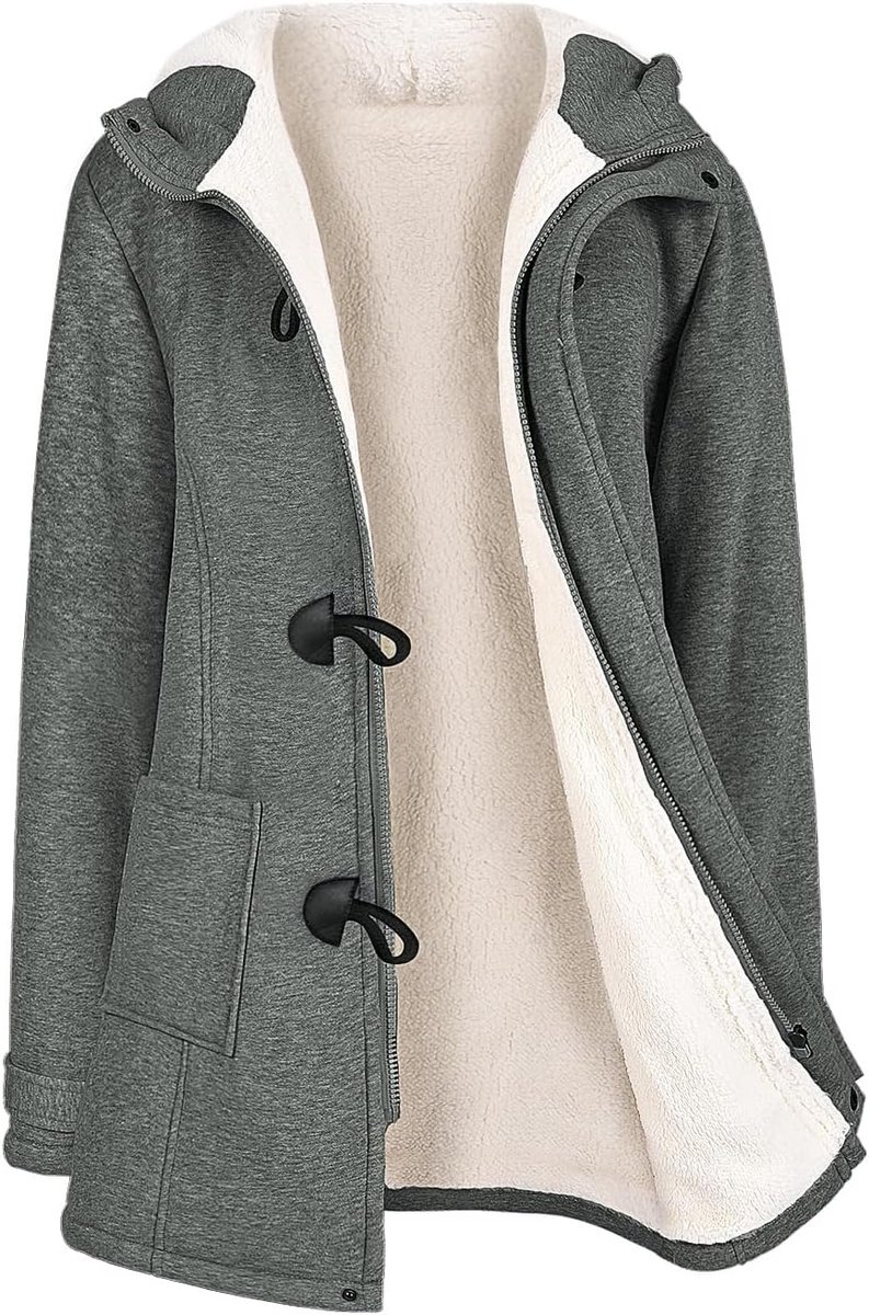 Girl Lange sweatshirts met capuchon voor dames, gebreide jas met ritssluiting, mantel met capuchon, lange mouwen, effen, damesjas voor de winter, fleecejassen en jassen met 2 zakken