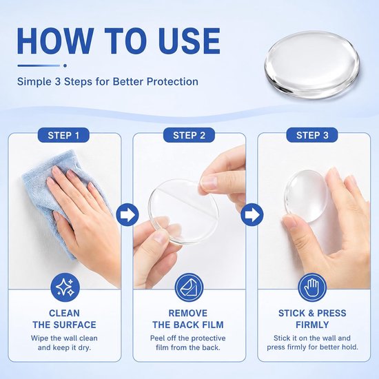 Stoppers muur zelfklevend, 4 cm diameter 0,8 cm dikte - deurbuffer als perfecte bescherming voor muur en deur - deurstopper voor deurklinken tegen deuraanslag — afbeelding 4
