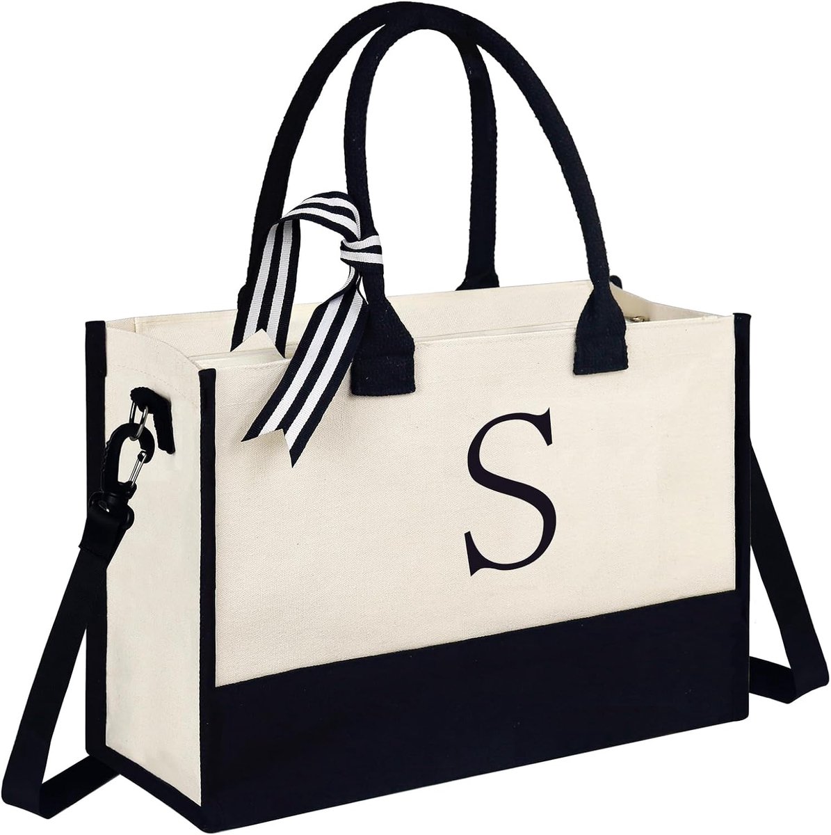 Initial gepersonaliseerde canvas draagtas met riem, strandtas, bruidstassen, geschenken voor haar, voor dames