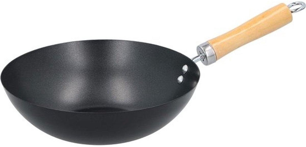 Wokpan 25 cm Keramisch - Antiaanbaklaag en Houten Handvat