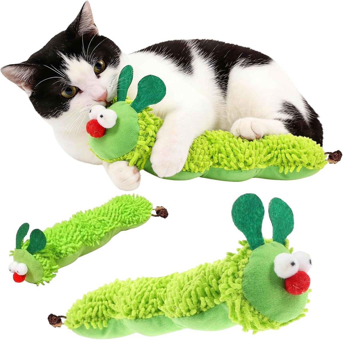 groene pluche pluchen met kattenkruid binnen, tandreiniging, interactief, voor kittens en katten, speelaccessoires