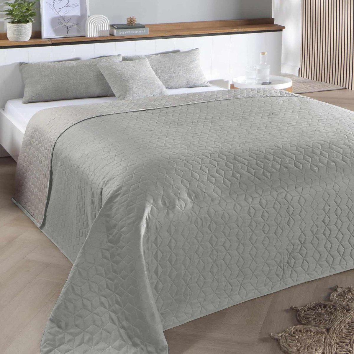Lifestyle Sprei Belford lichtgrijs, bedsprei voor tweepersoonsbed, effen, 220x240 cm