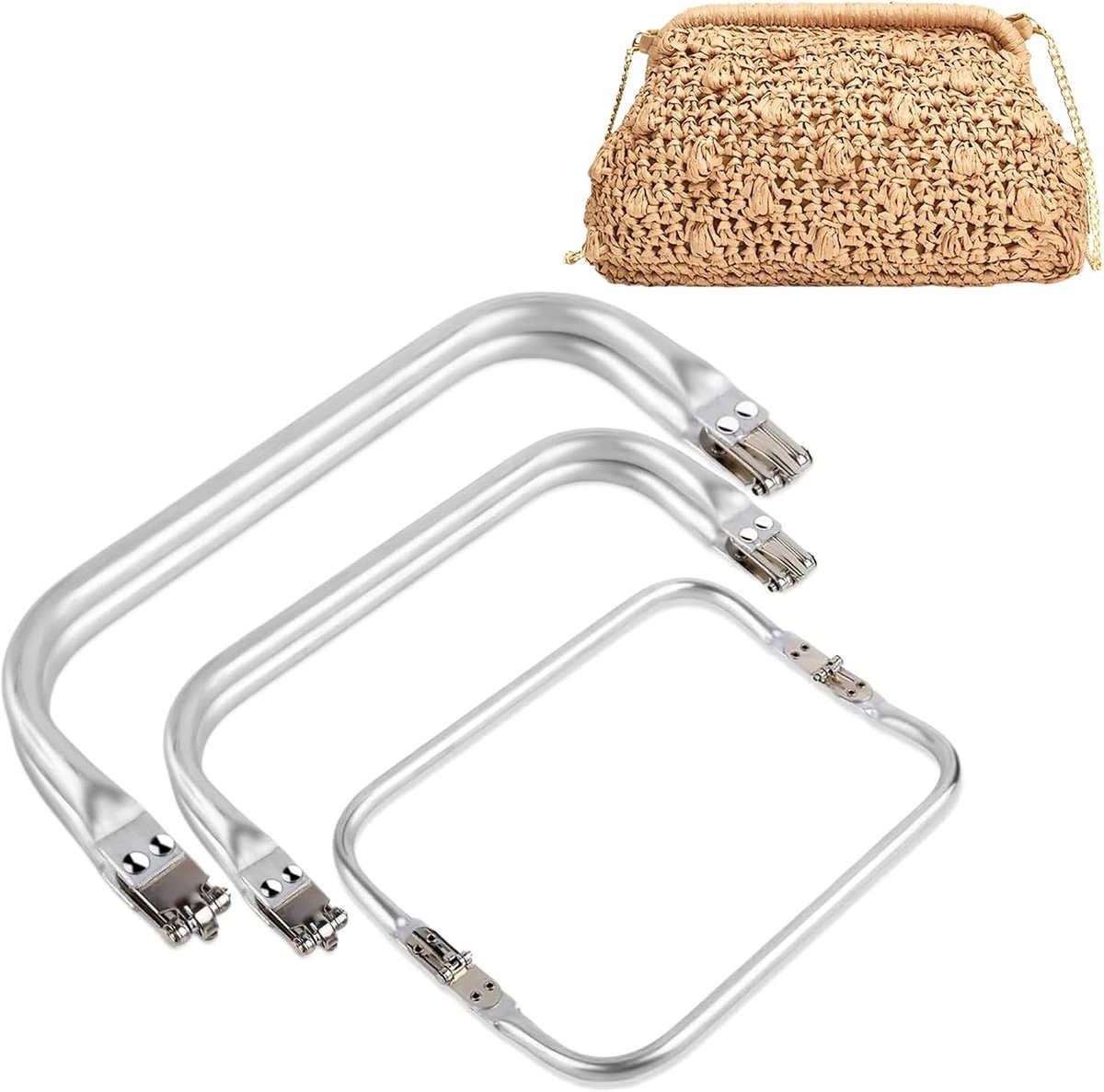3stuks tassenframe-sluitingen,taluminium tasframe (16 cm 20 cm 22 cm)