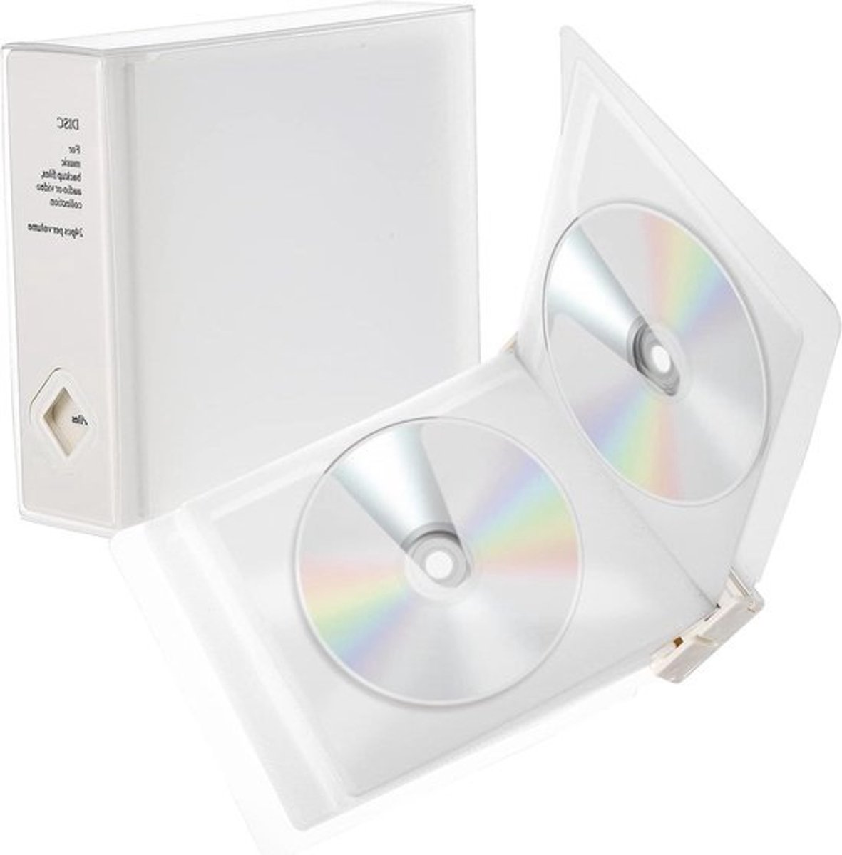 Cd Opbergdoosje - Cd Hoesje Cd Map - Schijven Organiseren - Ruime Capaciteit - 13.8x15.5x4.2cm - Beige Wit