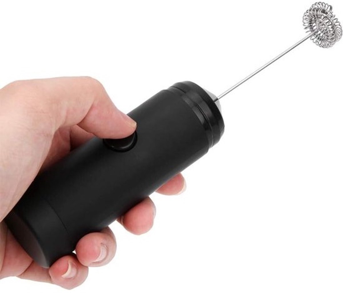 Elektrische Melkopschuimer - Handmixer Schuimmaker - Koffiebereiding Thuis - Dubbele Veergarde - 21.4 cm - Zwart