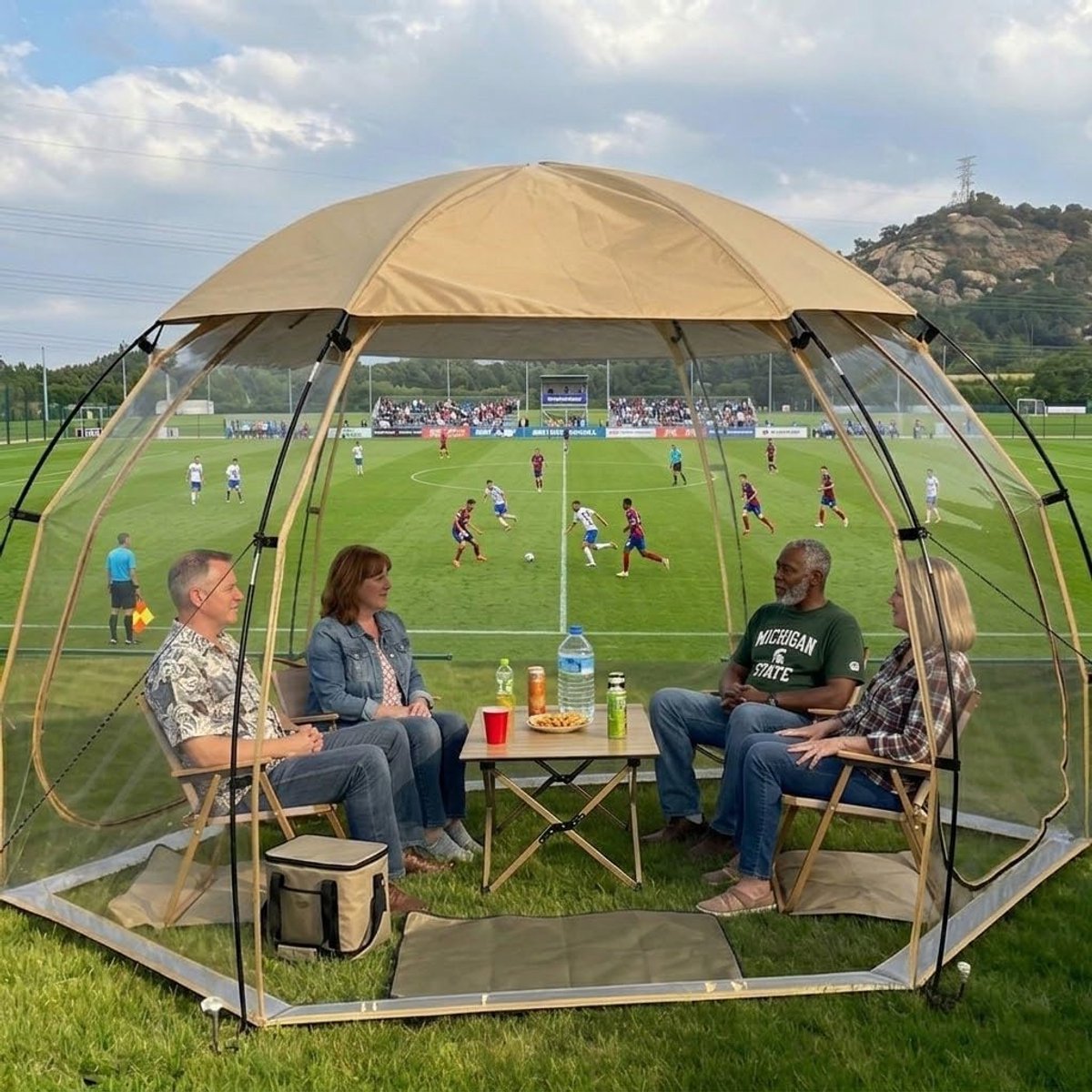 PVC campingtent voor 4-6 personen, halfrond, winter, bubbeltent, winddicht, waterdicht, warm, buitentent met eenvoudige installatie, sterrenkijken, koepeltent voor tuin, meerzijde