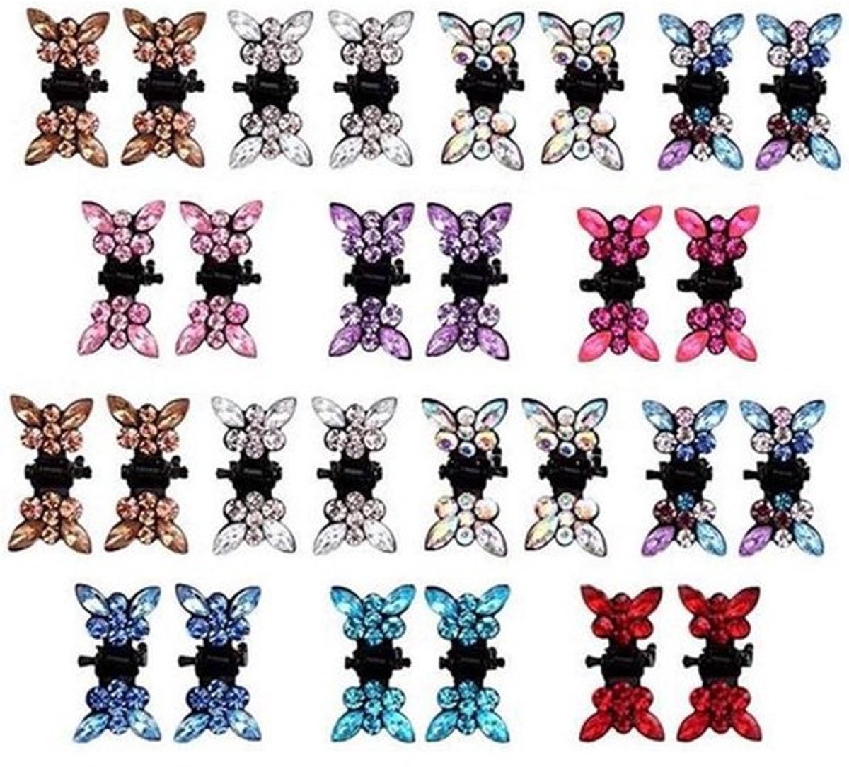 Mini Klauw Haarspeldjes - Haarclips Strass - Haar Styling - Bloemen Strass Design - 10 x 1 x 25 cm