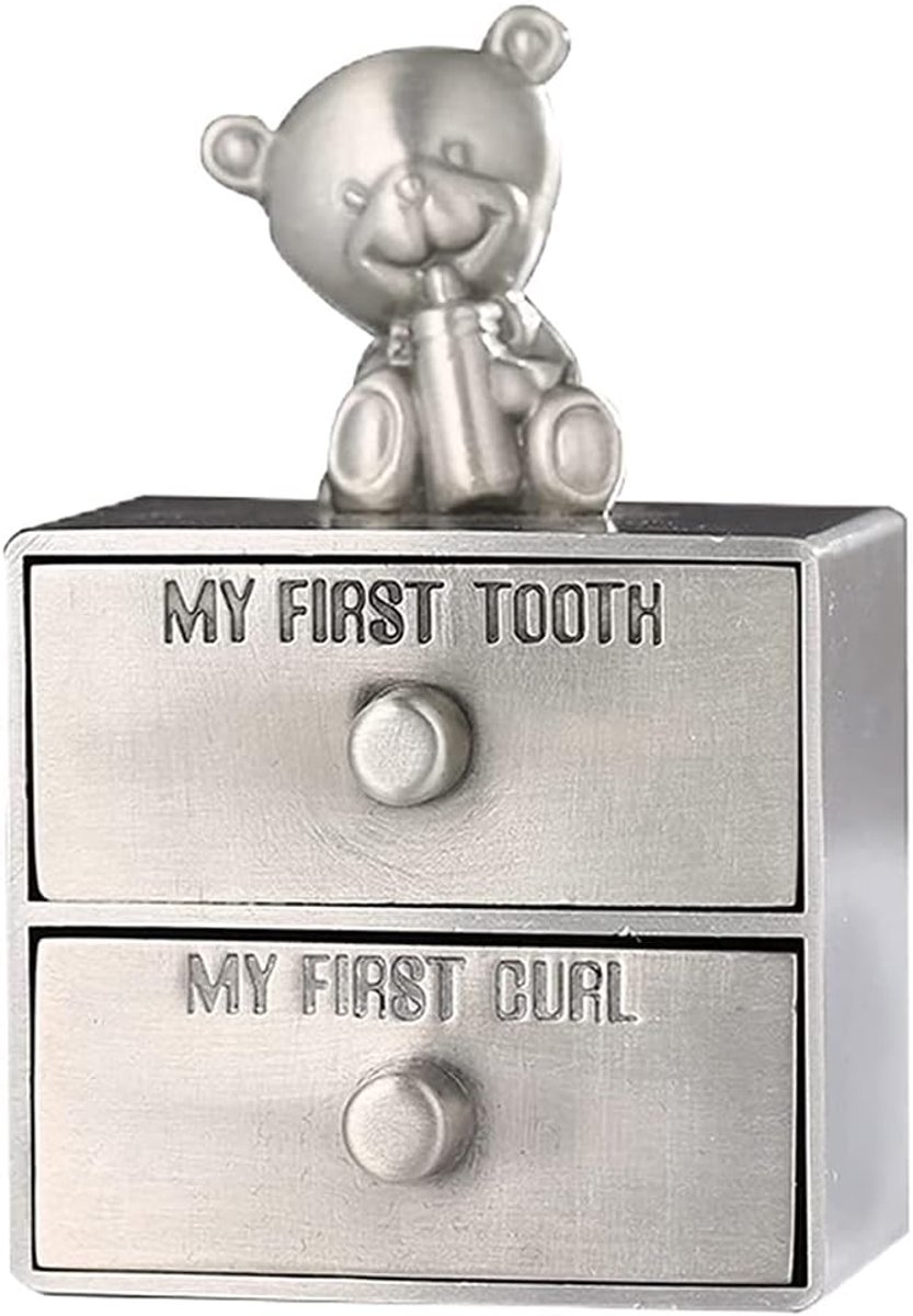Dailygoods- Tanddoos Metalen Legering - Opbergdoos Babytanden - Geheugendoos - Herinneringsdoos - Eerste Tand/Krul - Lichtgewicht 215g