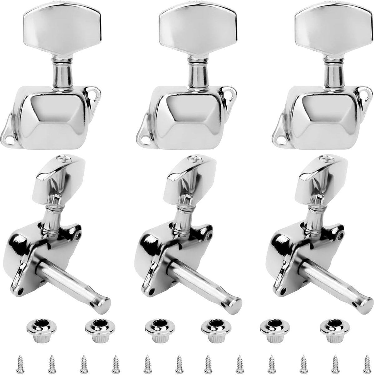 6 stuks gitaarmechanica knop, L3 + R3 halfgesloten gitaar, stemapparaat, tuning, pegs, gitaarmechanica voor 6-snarige folk akoestische gitaar, elektrische gitaar