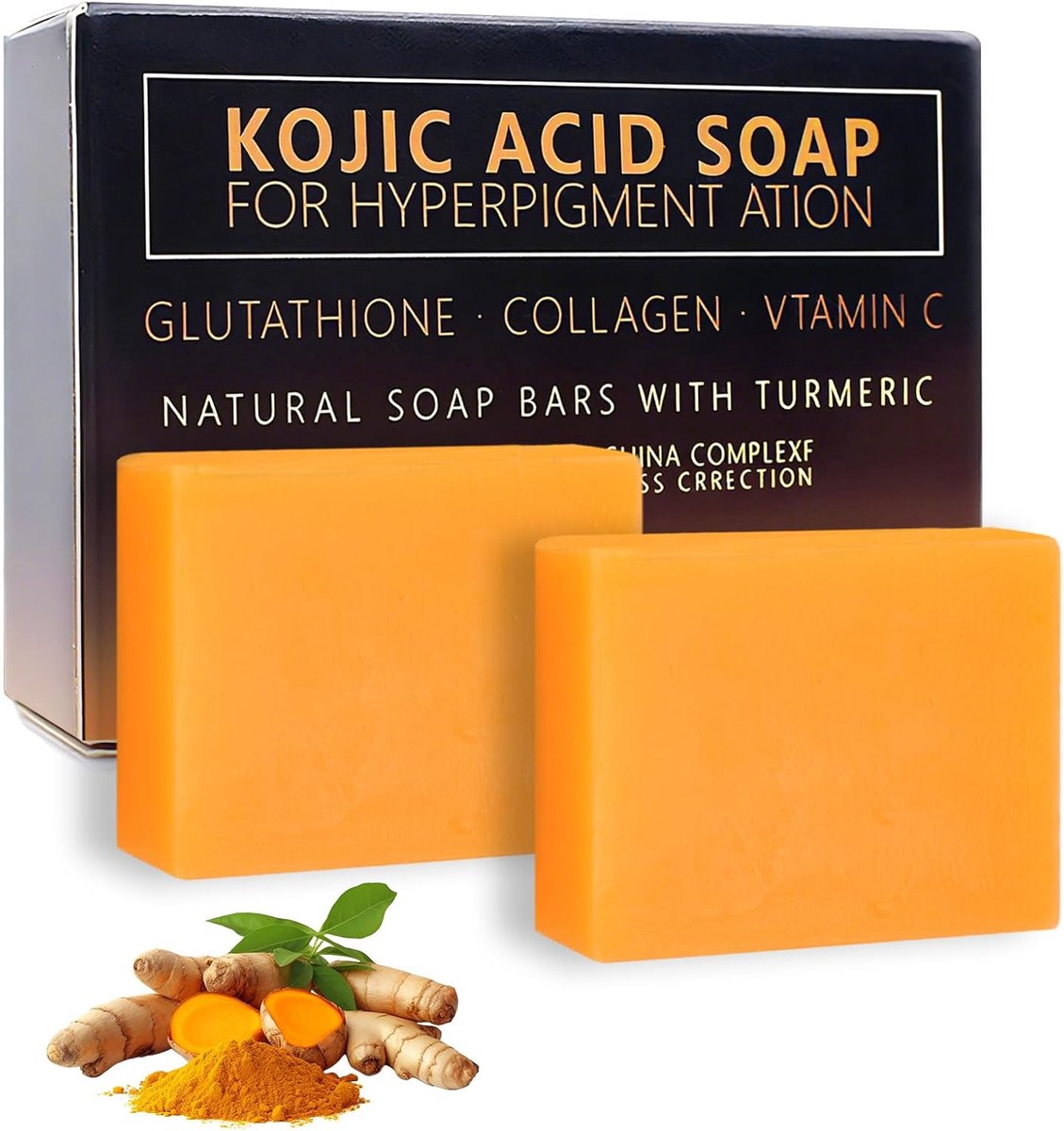 2 stuks kojiszuurzeep 100 g, kurkuma kojic zuur zeep, kurkuma zeep