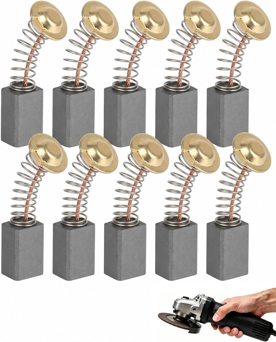 Koolborstels voor elektrische motor, 10 stuks, 6,5 x 7,5 x 13 mm, grafiet met hoge geleiding, vermindert wrijving en vonken voor een soepele werking in slijpmachines en gereedschappen