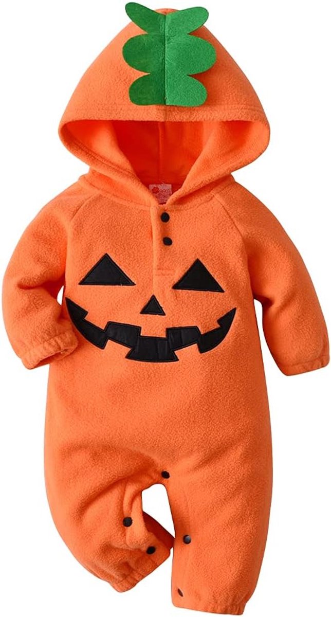 Kostuums Kids Hooded Romper Oranje Onesie Unisex, Oranje, 12-20 maanden