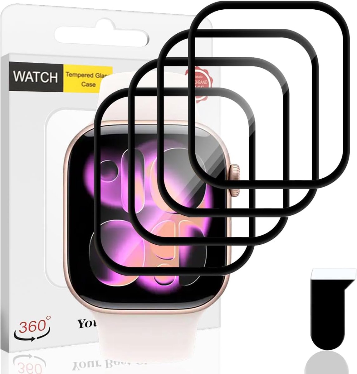 Beschermfolie voor Apple Watch Series 11/10, 46 mm, 4 stuks, anti-kras, geen luchtbellen, flexibele zachte TPU-folie, volledige afdekking, waterdicht, displaybescherming voor Apple Watch