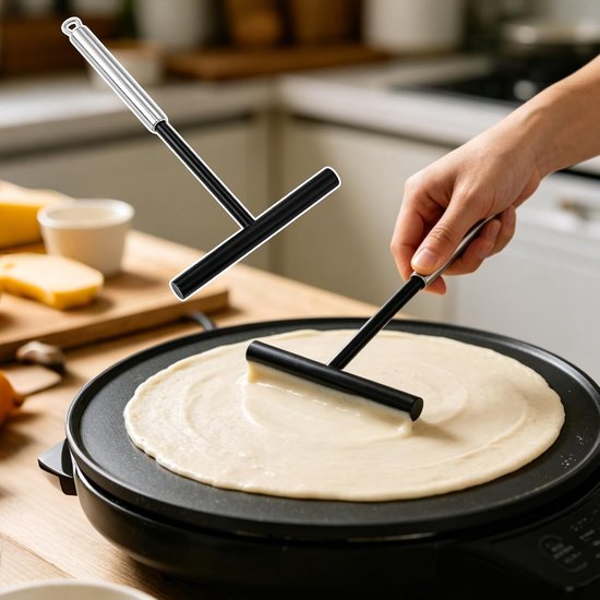 2 stuks crêpes verdeler en spatel set, roestvrij staal deegverdeler — afbeelding 4