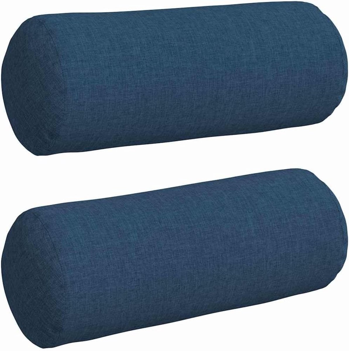 2 stuks, blauw, diameter 15 x 40 cm, stof, rond kussen met polyestervulling en afneembare overtrek met ritssluiting, zacht kussen voor woonkamer, slaapkamer