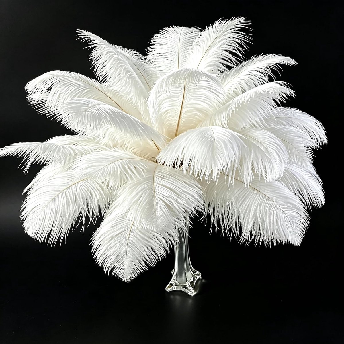 Veren, 20-25 cm, hoogwaardige struisvogelveren voor bruiloftsdecoratie, tafelopzetstukken, interieurdecoratie, vaas en creatieve vrije tijd, DIY (wit)