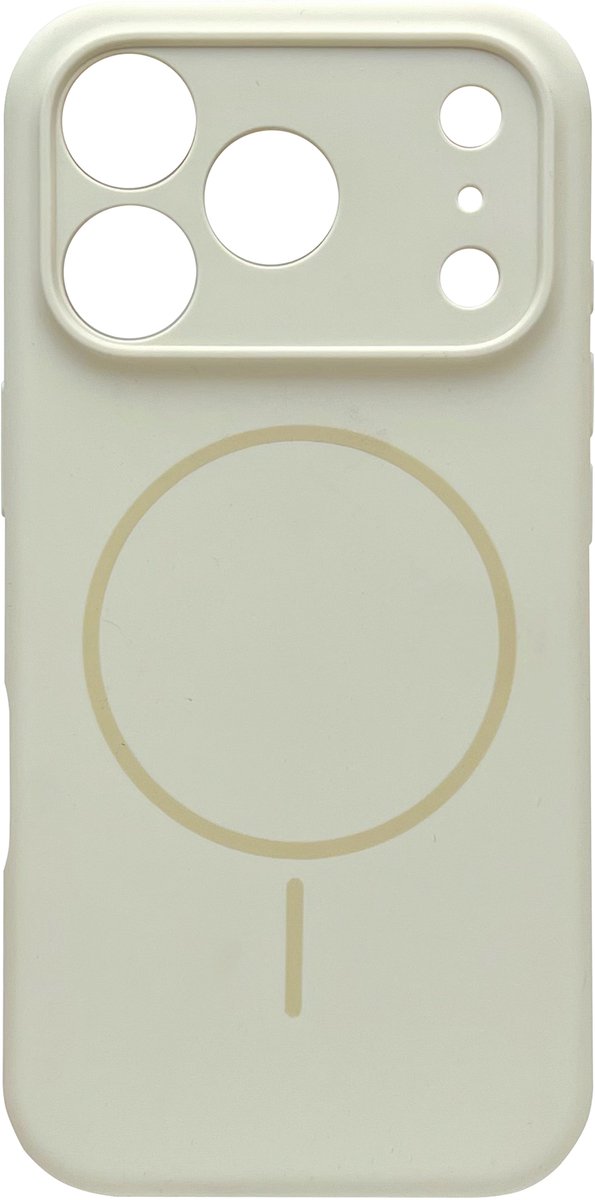 Casemania Hoesje Geschikt voor Apple iPhone 18 Pro - Ivory Wit - Zachte Liquid Siliconen Magnetisch Back Cover Case - Geschikt voor MagSafe - Telefoonhoesje met Camera Bescherming
