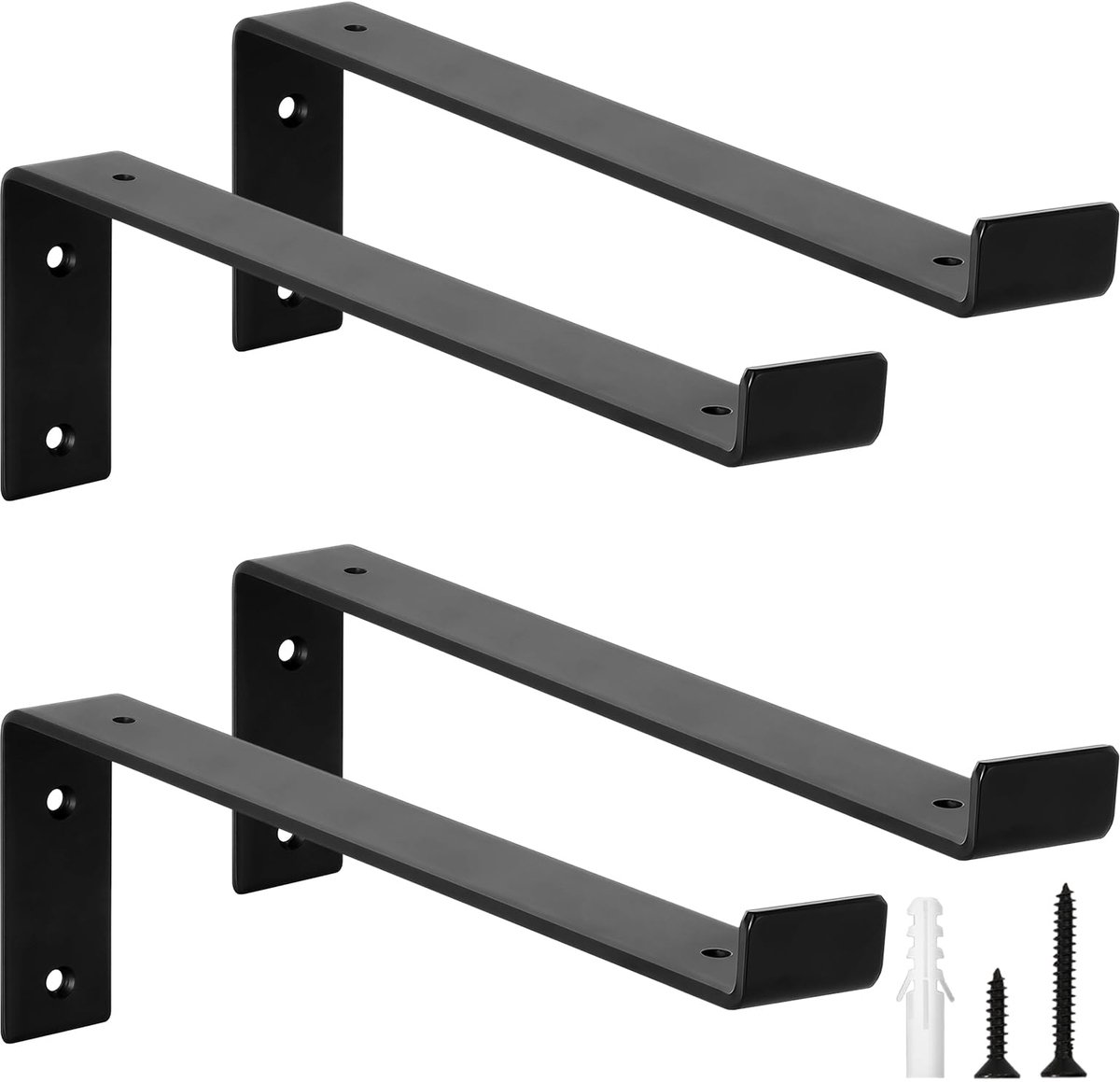 Metalen Plankdrager - Zwaar Uitgevoerd - Met Lip - 0,5 cm Dik - Draagkracht 50 KG - Voor Wandmontage - Zwart - 30 cm - 4 Stuks