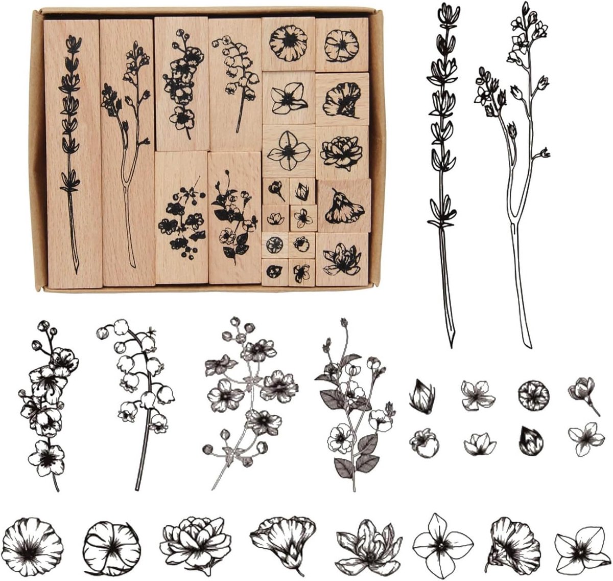 Houten stempel houten stempel bladeren en planten vintage houten stempel vintage bloemen houten stempel voor album dagboek kaarten uitnodigingen dagboeken handwerk