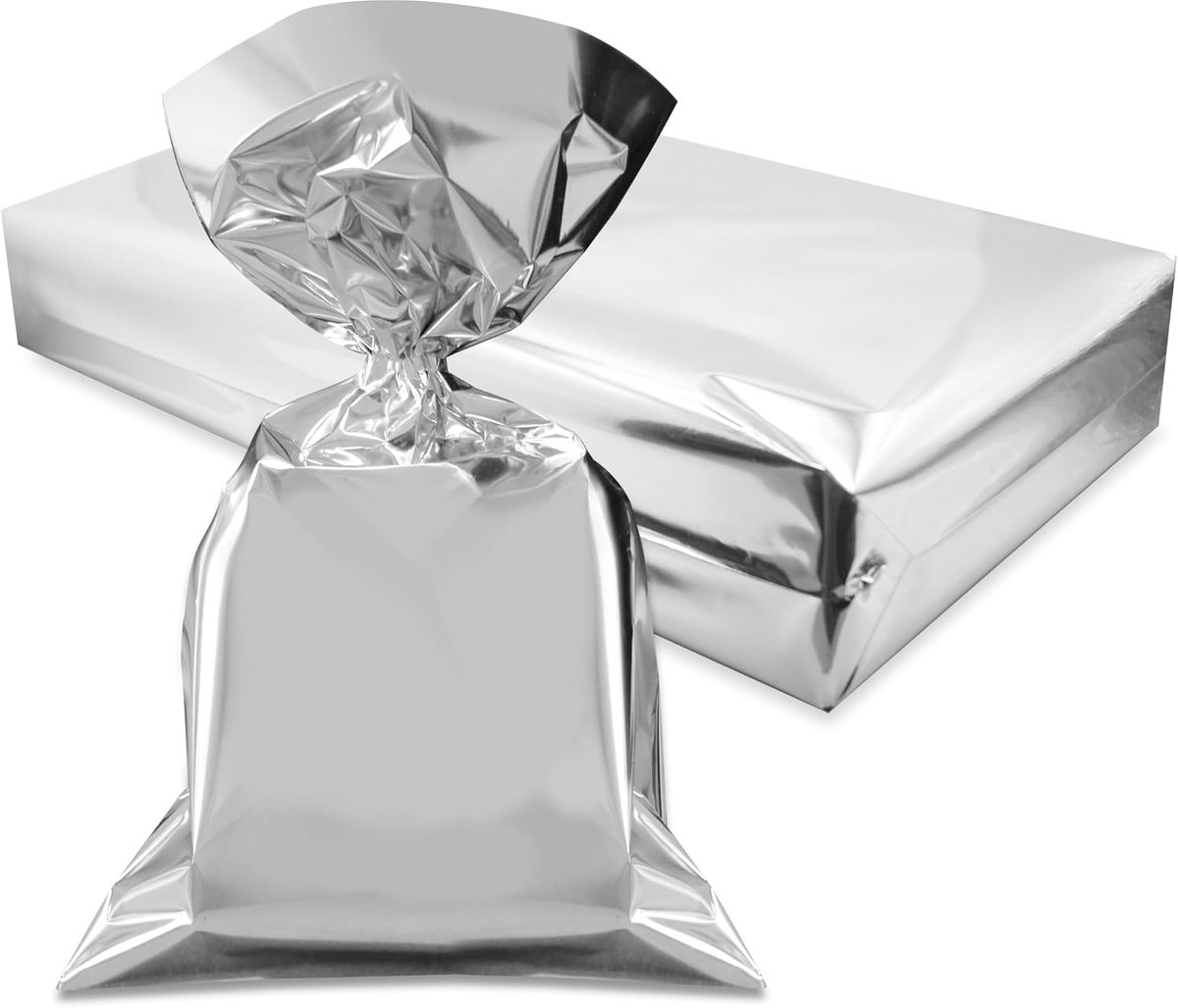 50 zakjes van metallic zilver, voor geschenkverpakkingen voor Kerstmis, verjaardag, Nieuwjaar, feest, geschenkzakjes, zilveren zakjes van polypropyleen, elegant, 35 x 50 cm