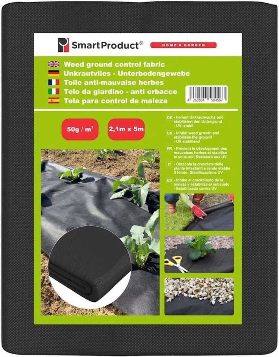 Tuinmat 2.1 m x 5 m wiedenwerend, UV-bestendig, 50 g/m²