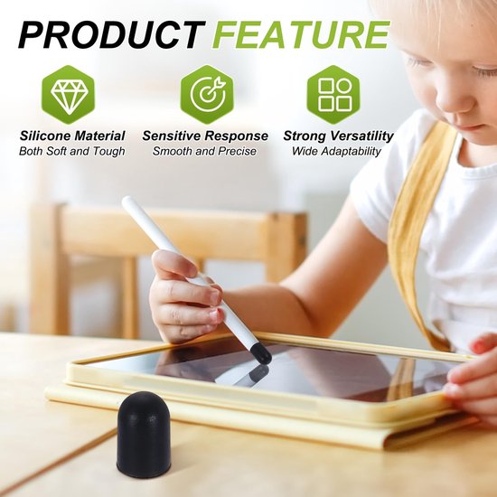 Vervangende Stylus Pen Punten - Met 5mm Rubberen Tip - Voor Capacitieve Telefoons, Computers, Tablets, E-readers en Slimme Tekenborden - Zwart, 50 stuks — afbeelding 5