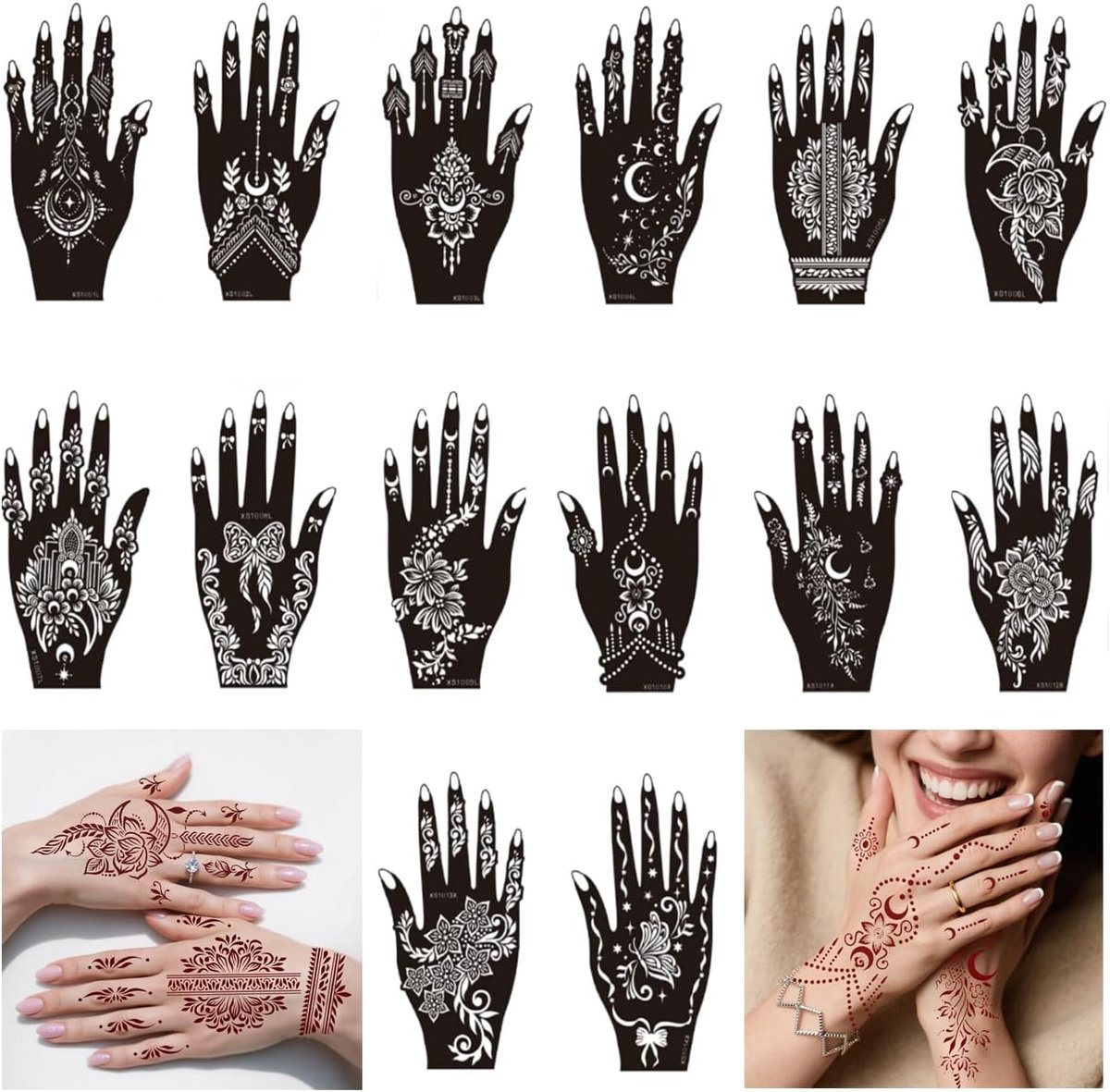 14 tatoeages tempels Indiase tempels, Arabische tatoeages stickers vrouwelijke lichaamstekeningen