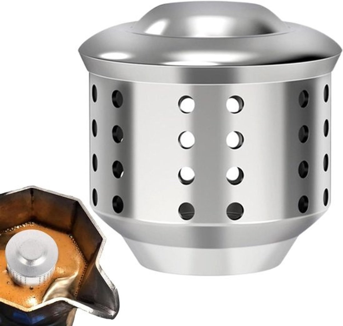 Spatdeksel Koffiezetapparaat - Afdekking Espresso - Koffie Maken - Roestvrij Staal - 5W x 4.7D cm - Zilver