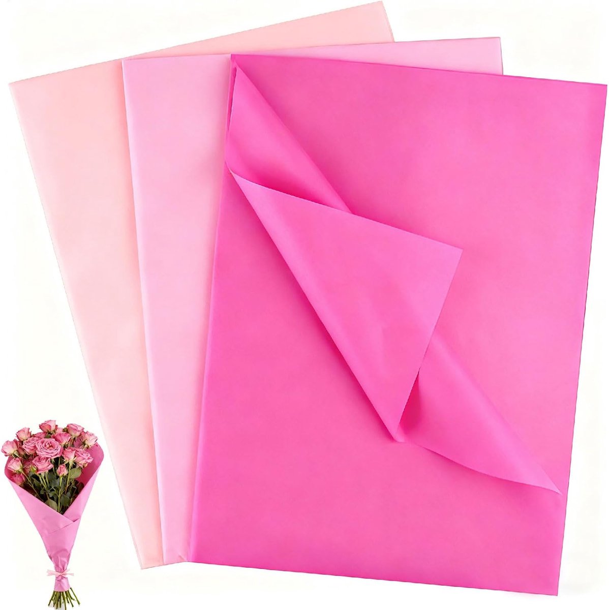 paper pastel roze cadeaupapier 60 stuks – 70x50 cm decoratief inpakpapier halftransparant voor geschenken knutselen feestdecoratie