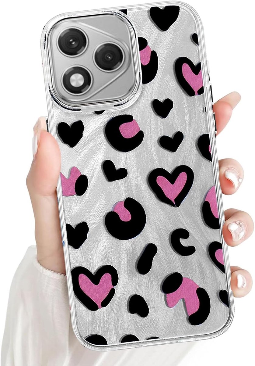 Patroon Hoesje voor Honor 400 lite 5G Telefoonhoesje,Glitter Sparkly Hartpatroon Dames Meisjes Zachte Slank TPU Bumper Case Schokbestendige Beschermhoes-Zilver