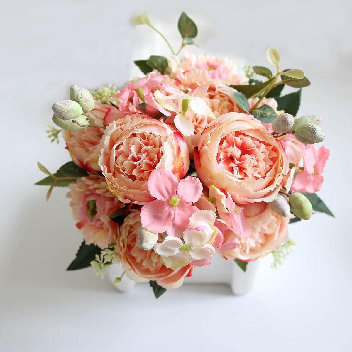 nepbloemen 30cm Rose Pink Silk Peony Artificial Flowers Bouquet 5 Groot Hoofd en 4 Bud Goedkope nep bloemen for thuis bruiloft decoratie binnen kunstbloem (Color : C dark pink)