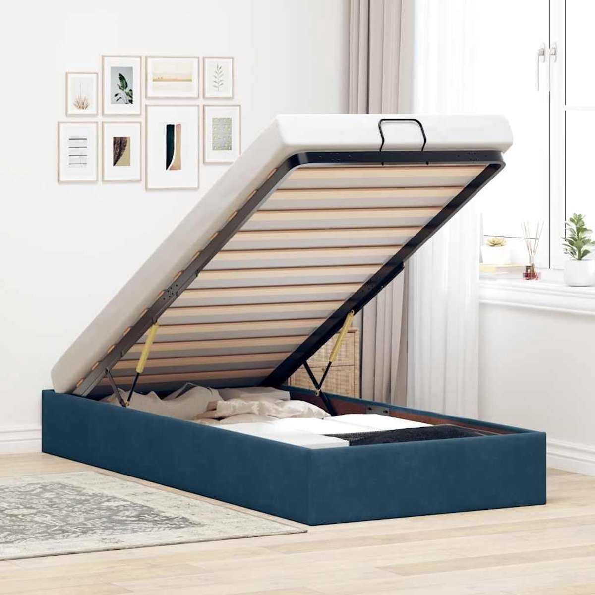 Opbergbedbank Modern Voetenbankje Donkerblauw 90x200 cm