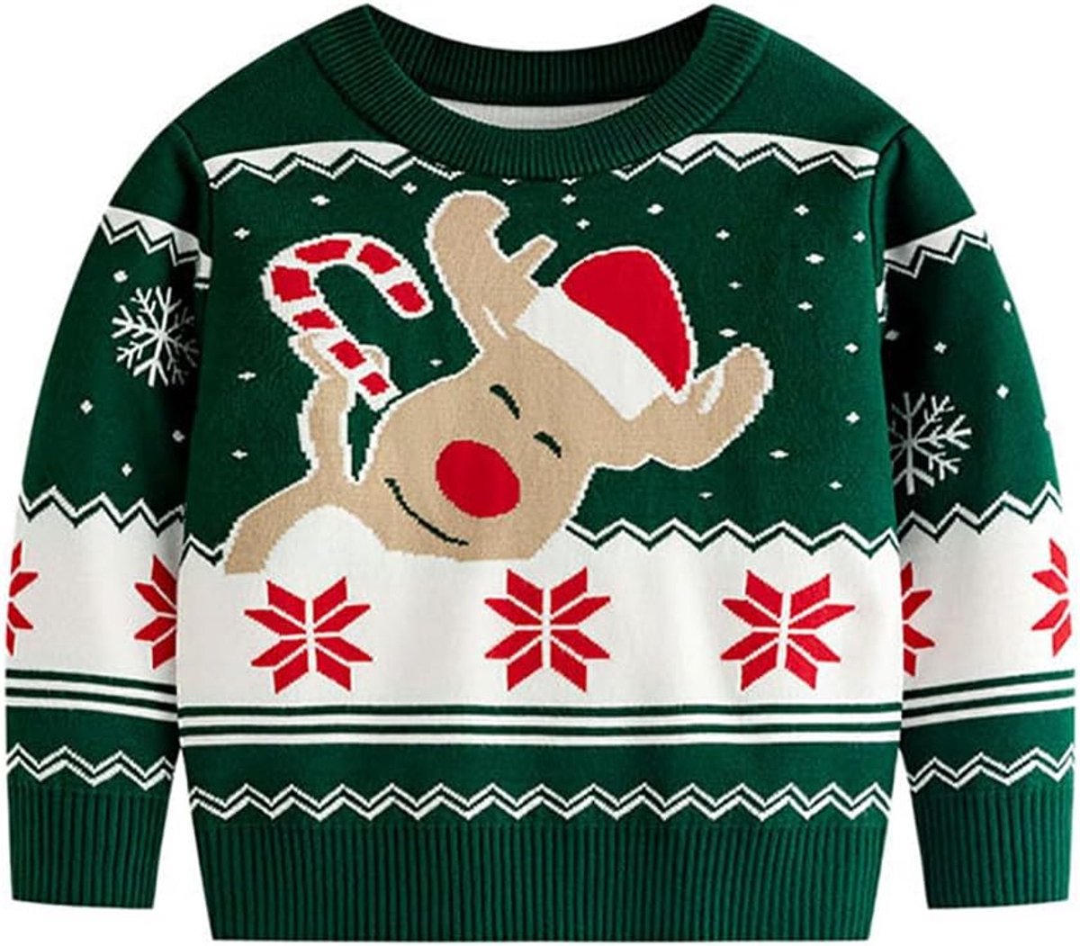 Baby jongens gebreide trui schattige ronde hals lange mouwen dierenprint / kersttrui blouse pullover sweatshirt warm kinderen sweater tops