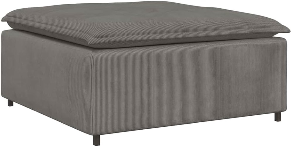 Bank voetenbankmodule lichtgrijs 100x100x48 cm met corduroy stof
