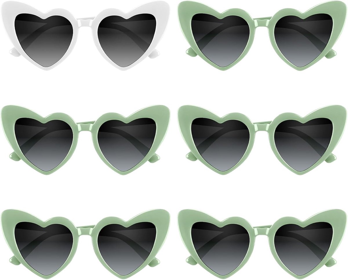 4/6/8/10/12 Pack Bachelorette Zonnebril Hart Zonnebril Vintage Hartvormige Bril voor Vrouwen Bruids Feest Bruiloft