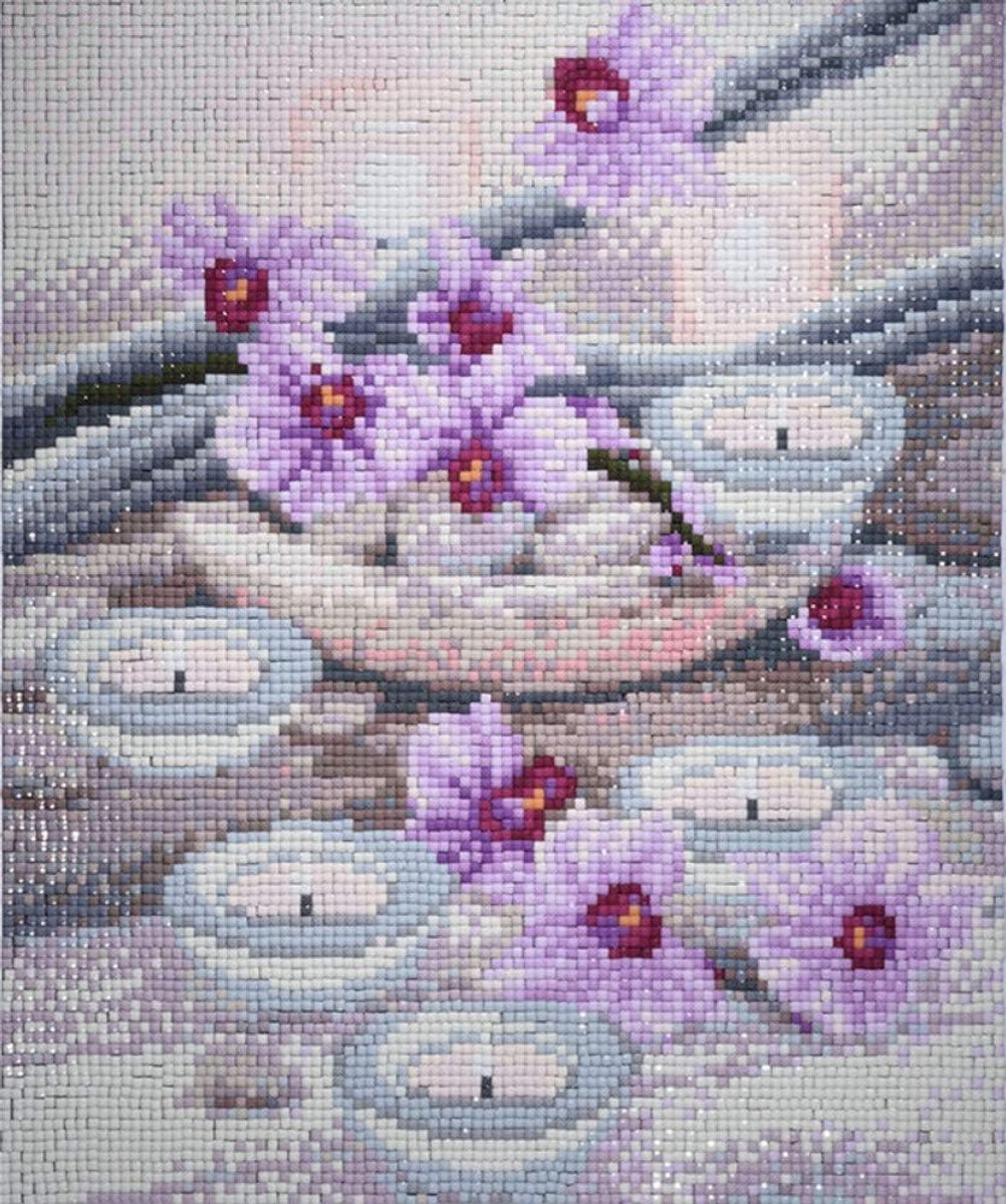 5D Diamant Schilderij DIY Volledige Boor Strass Steentjes, ABEUTY Paars Rose Bloemen, Verf met Diamanten Crystal Diamond Art Kits Flower 1