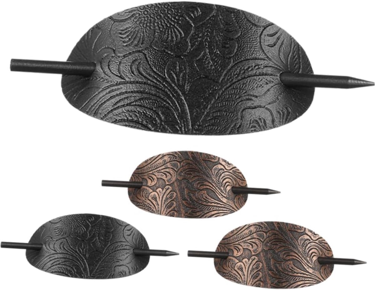 4stuks Retro Stijl Leren Haarspeld Ovalen Haarpin Voor Vrouwen Voor Bruiloften Feesten Stevige Stijlvolle Haaraccessoire Vintage Elegantie Voor Elke Outfit