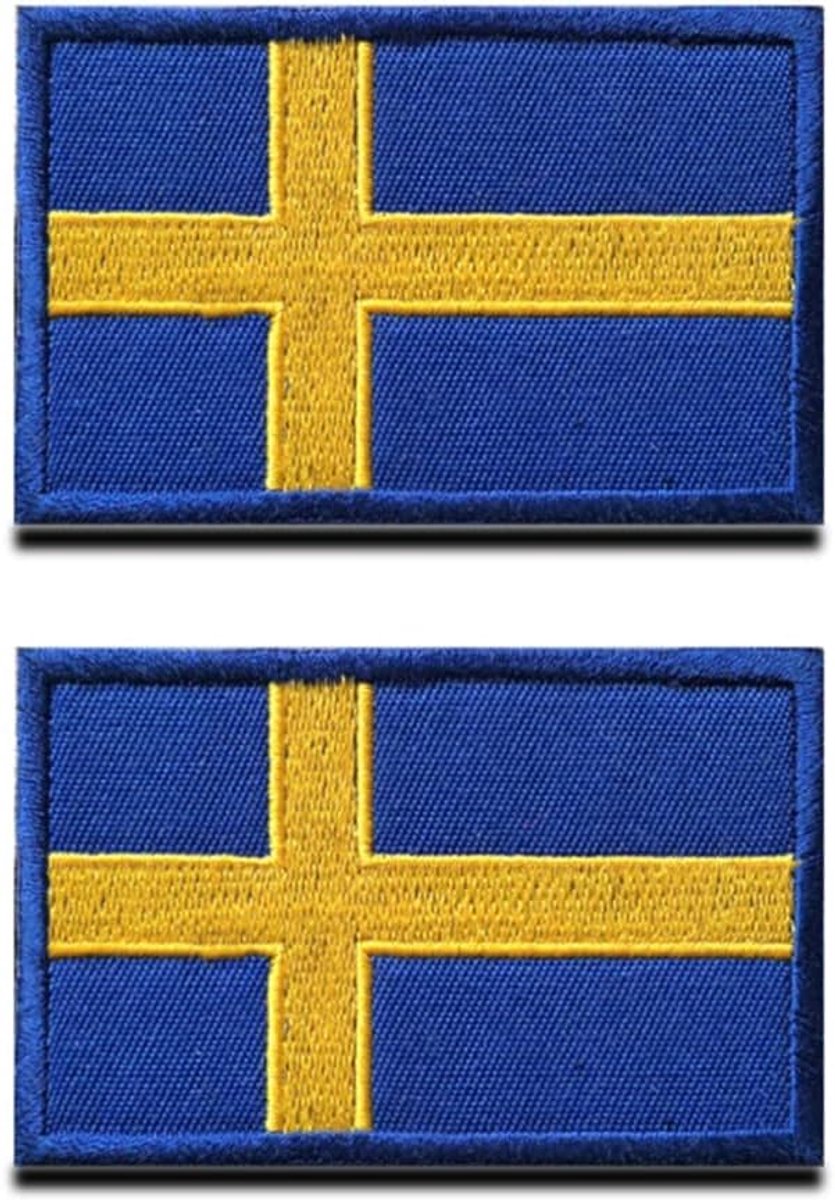 vlag patch- Tactisch Zweeds nationaal embleem, geborduurde patch met sluiting, militaire banden patch voor rugzakken, kleding, tassen, uniform, vest, jersey, reizen, 2 stuks