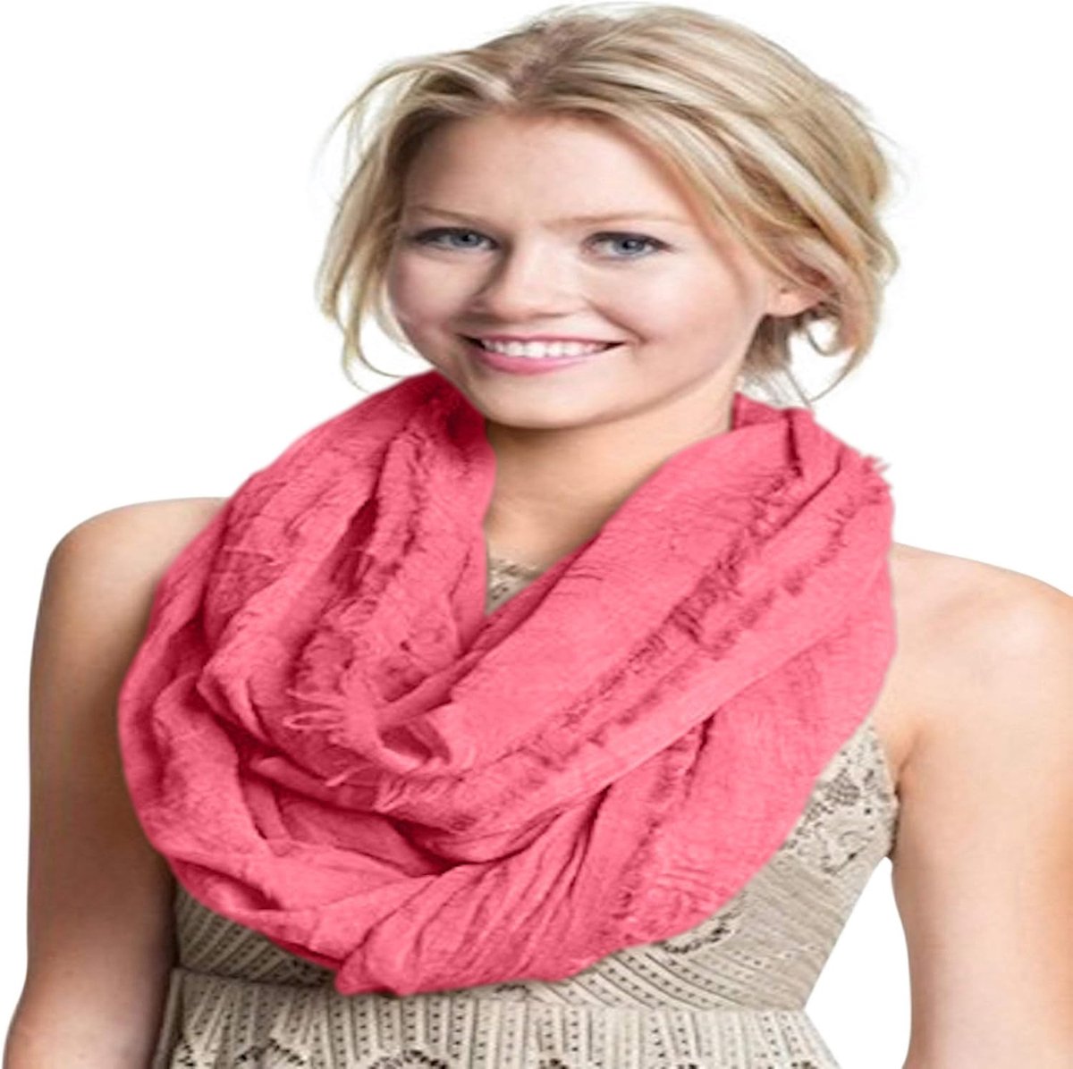 Apparel Mobius Infinity Sjaal Seconden Snood Cowl Ronde Buis Ronde Sjaal Pashmina NIEUW, Koraal Roze, Eén maat